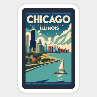 A Vintage Travel Art of Chicago - Illinois - US Sticker